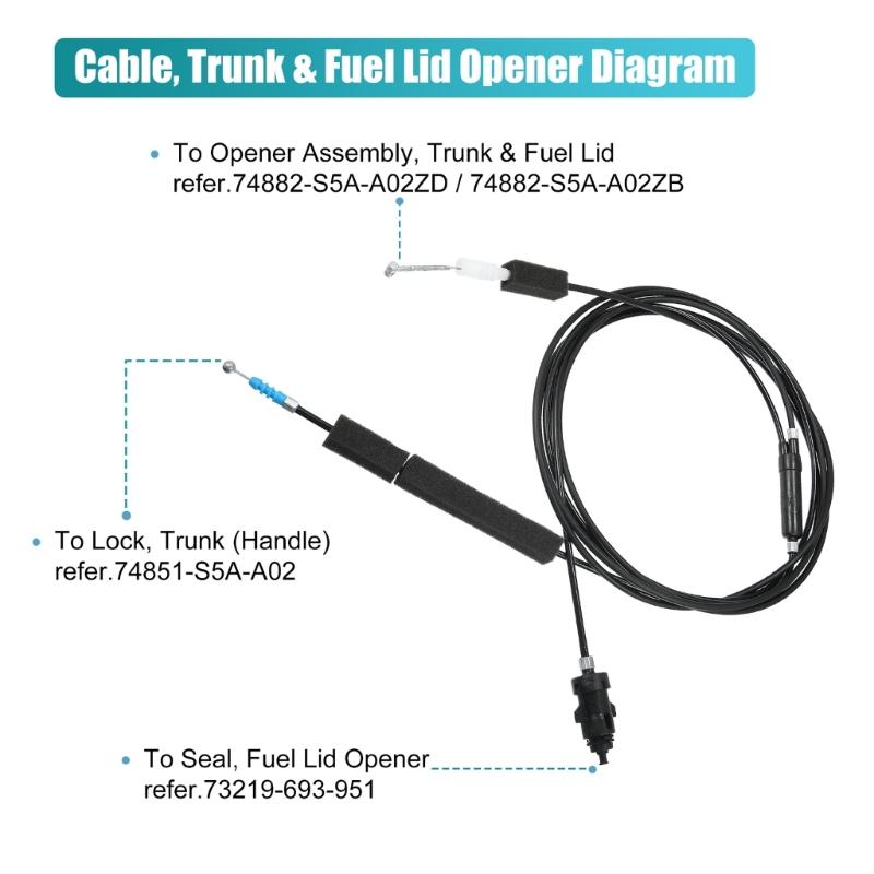 Trunk Door Fuel Lid LatchsLock Release Cable 74880-S5A-A01 for 74880-S5A-305 74880-S5A-A02 4 Door 2001-2005 Vehicle Part