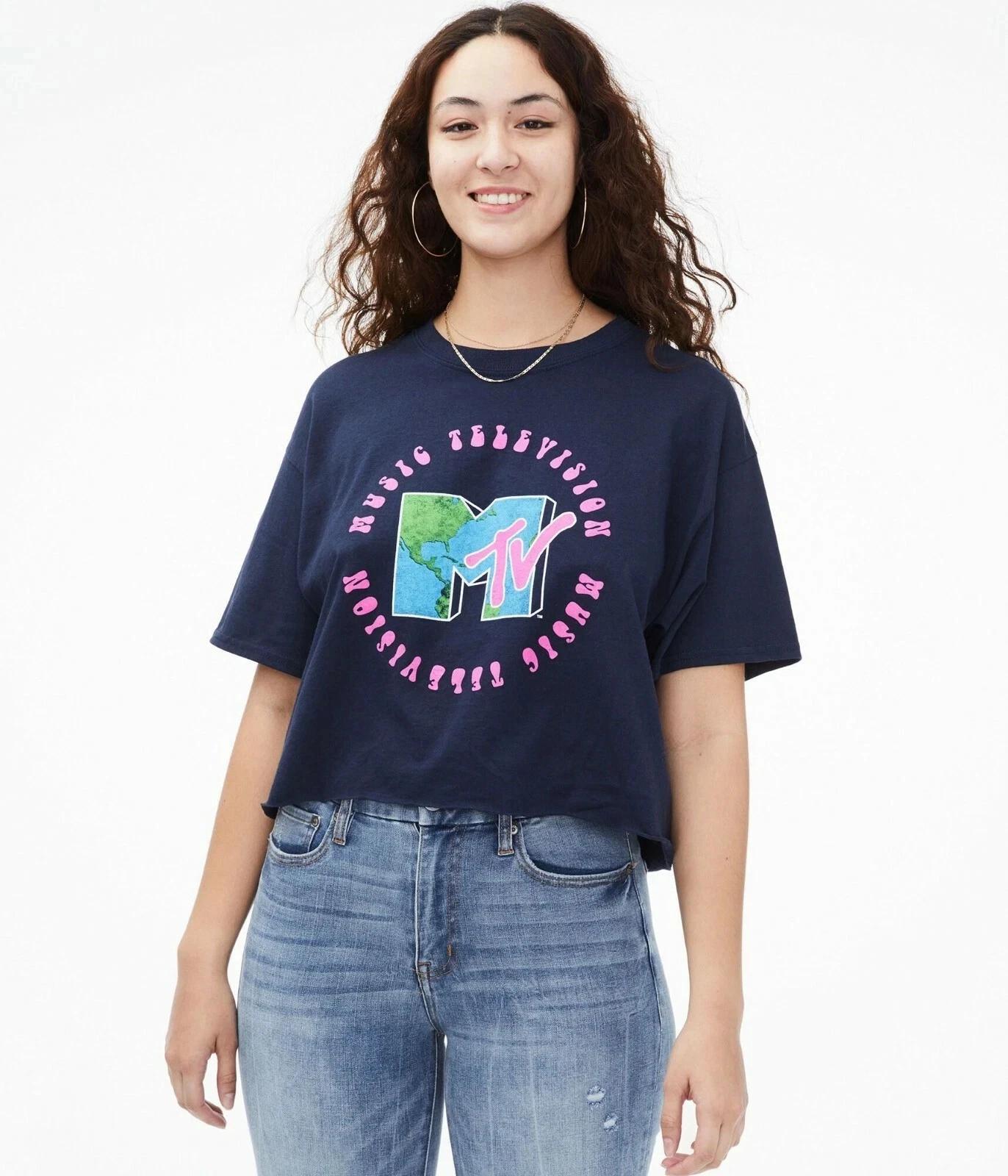 

MTV Juniors Music Television Navy Crop Top Shirt New Medium 3XL