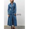 Spring Women Clothes American Simple Style Metal Button Decoration Long Lapel Demin Dress 1879023
