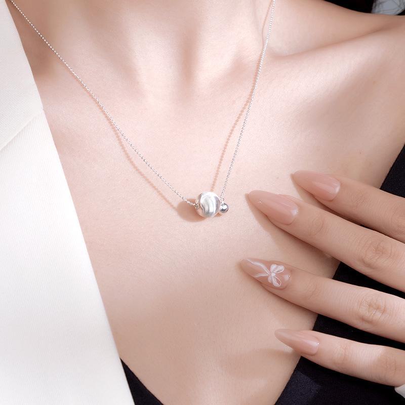 Banyan Tree S925 Silver Minimalist Ball Sweater Chain - Women's Korean-Style Versatile Necklace