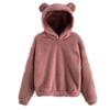 Pullover autunno inverno donna manica lunga coniglio taglie forti felpa con cappuccio in lana orecchio felpa calda con cappuccio