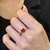 Xiaohongshu Vintage Gossip Girl Red Heart Zircon Diamond Luxury Ring for Women