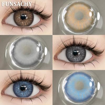 FUNSACHY New Fashion Contact Lenses 14.2mm Colored Eye Contacts Lens Blue Natural Lenses Gray Pupils Eye Makeup Cosmetics Yearly