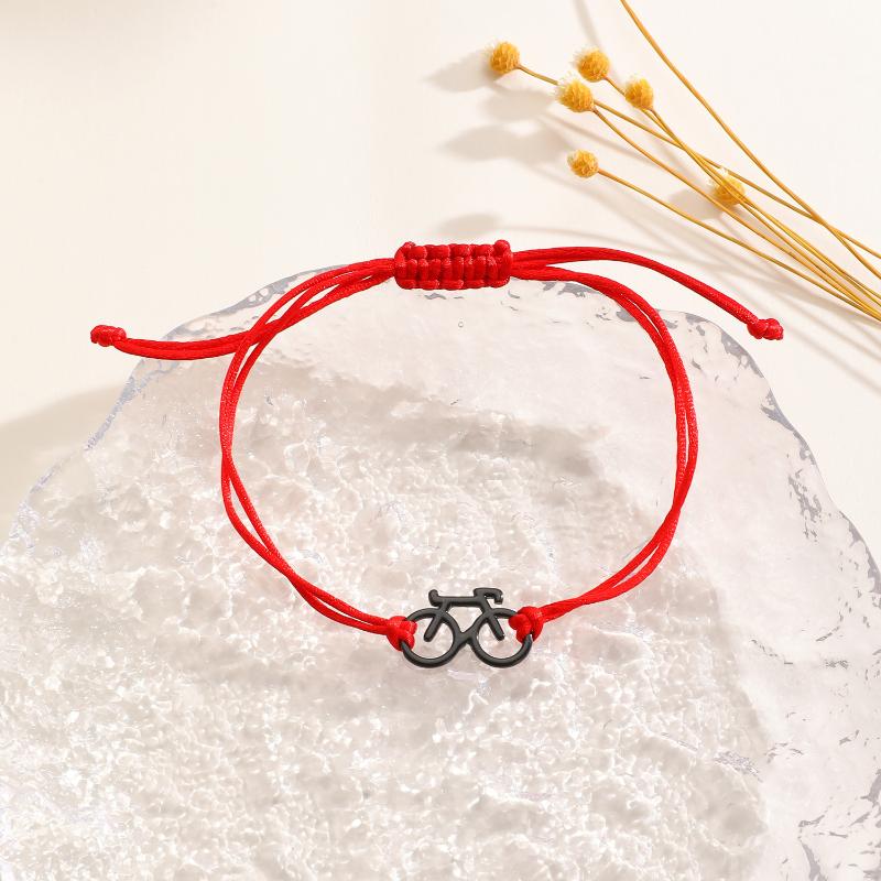 1Pcs Trendy Sports Cycling Periphery Pendant Bracelet Bicycle Hand Woven Rope Bracelet Pink Bicycle Jewelry