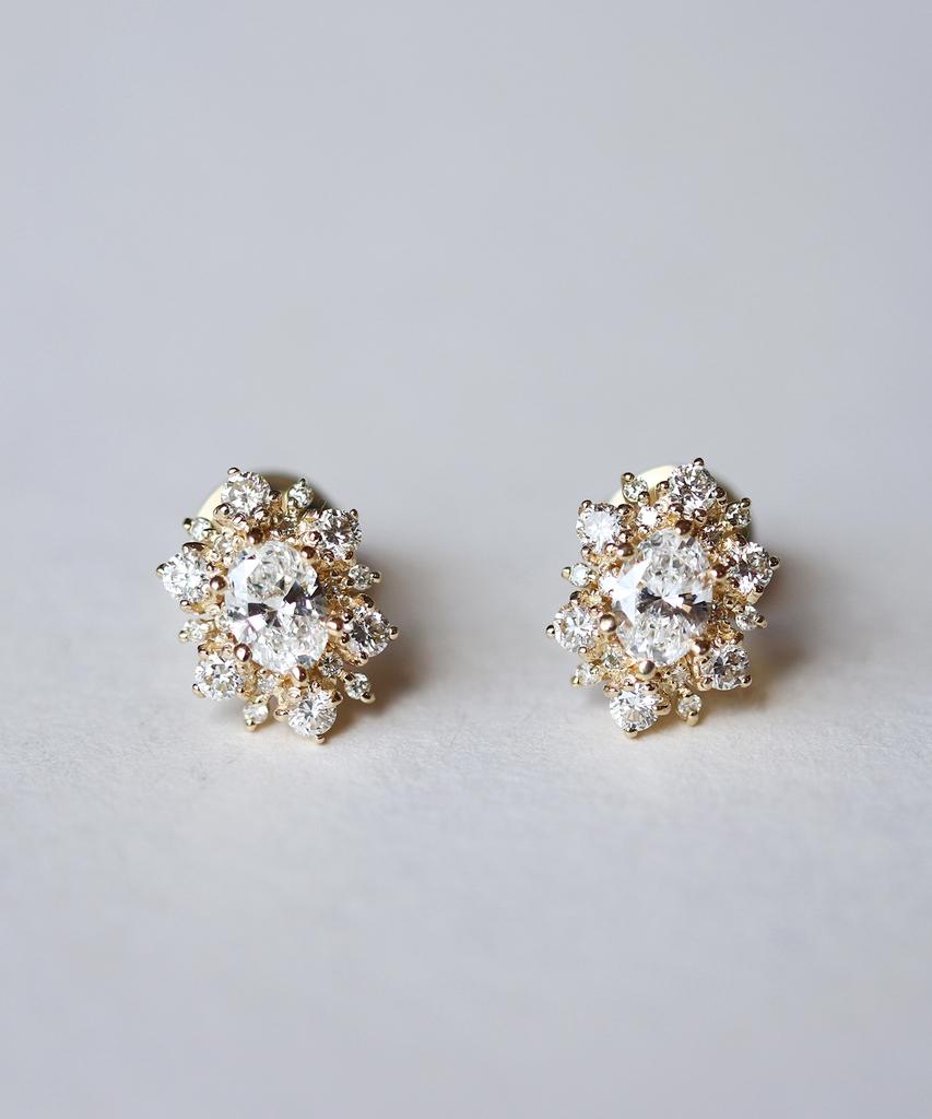 Anz Chemistry Petit Oval Diamond Snowflake Earrings