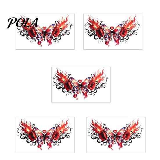 5 Sheets Colorful Butterfly Flower Tattoo Stickers, Waterproof Temporary Body Art, Hypoallergenic Floral Chest Back Decals for Women Girls