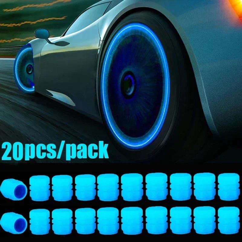 4/20PCS Luminous Car Tire Valve Cap Fluorescent Night Glowing Decor Motorcycle Bike Wheel Nozzle Dustproof Tyre Valve Stem Caps Stem Caps1