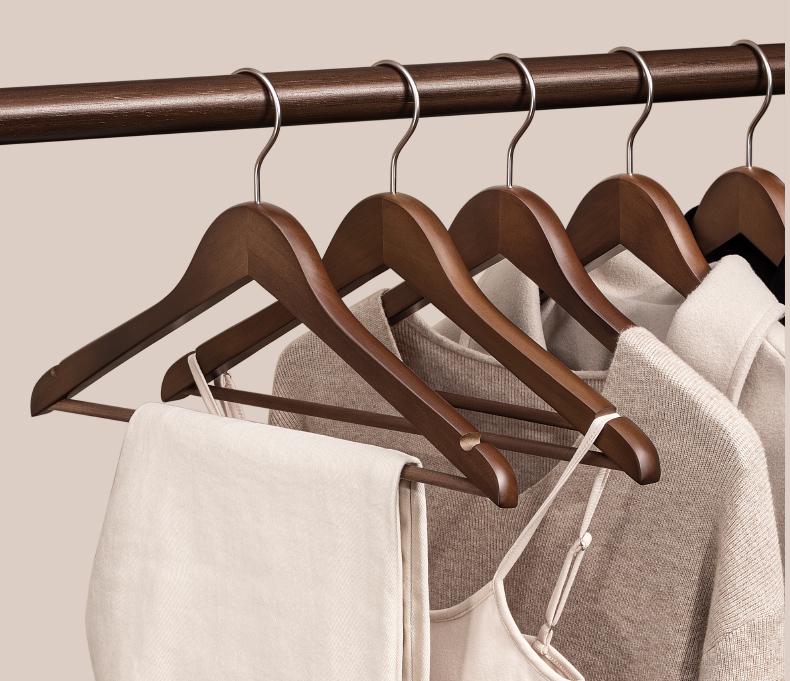 Solid Wood Non-Slip Clothes Hanger for Home, Hotels, and Stores
