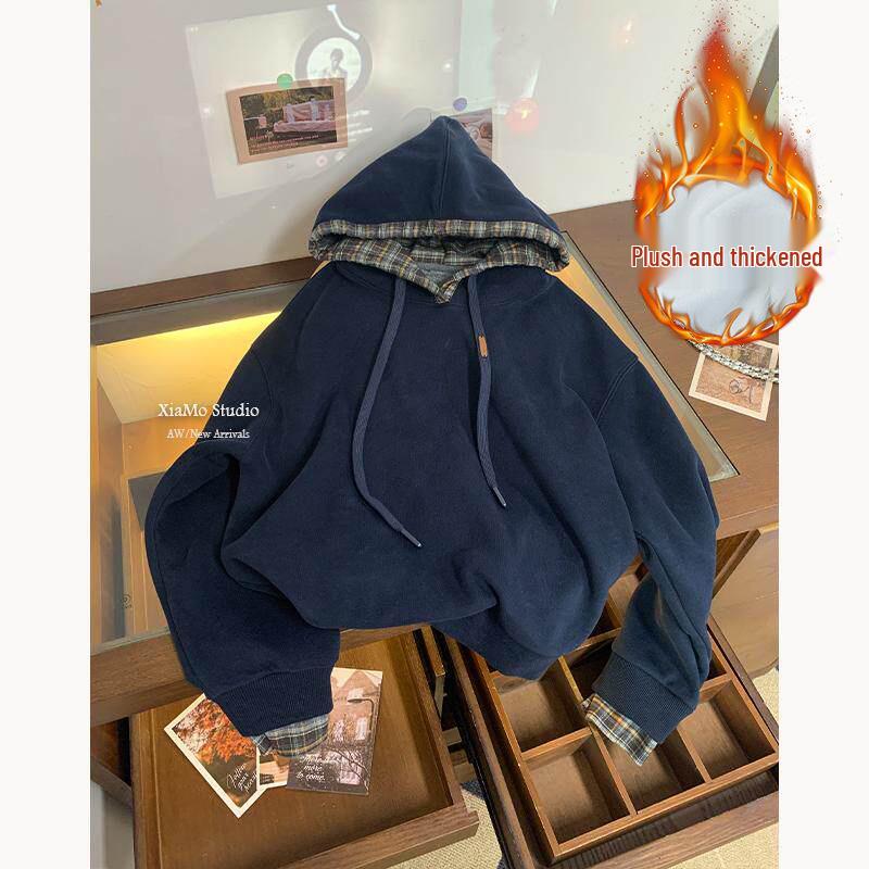 Hua Mian + Ao Li Rong 420g Plus Velvet Oversized Women’s Hoodie - Warm Autumn/Winter Top 3