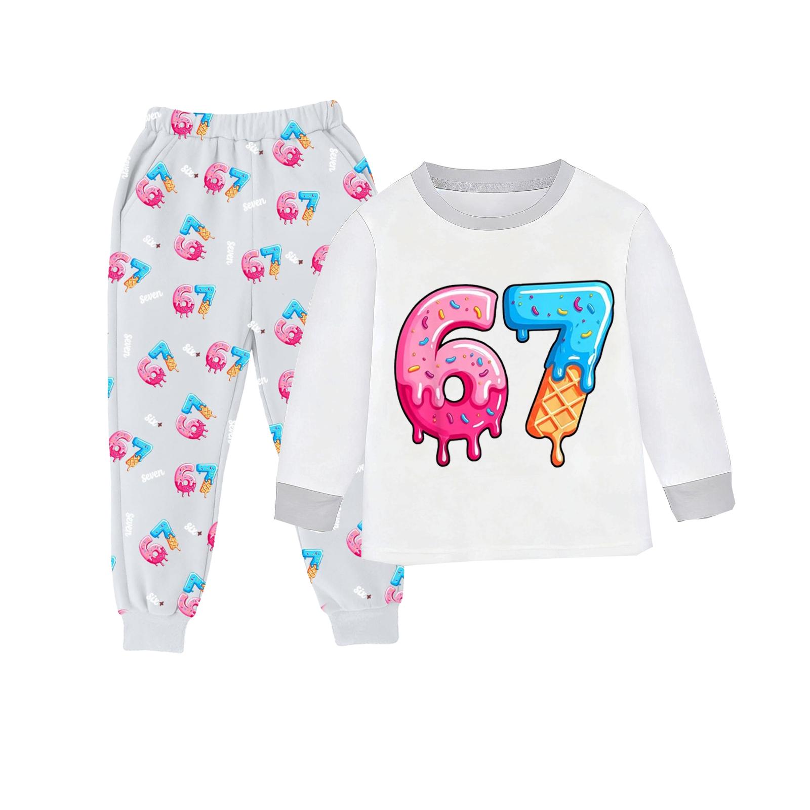 

Children s Fashion Suit Skirt Round Neck Long Sleeve Top Pants 120 білий