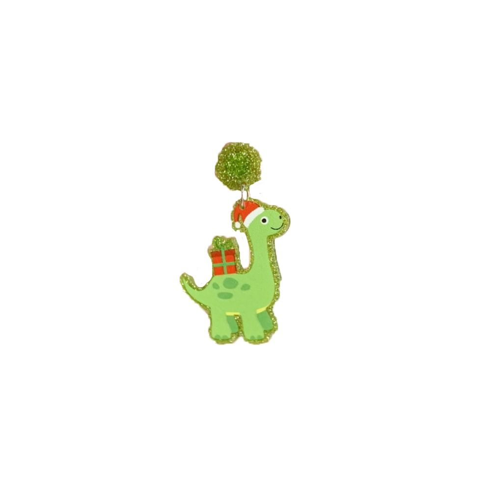 

Glitter Cute Dinosaur Xmas Tree New Year Gift Stud Earrings Women Jewelry Pendant Earrings Christmas Earrings