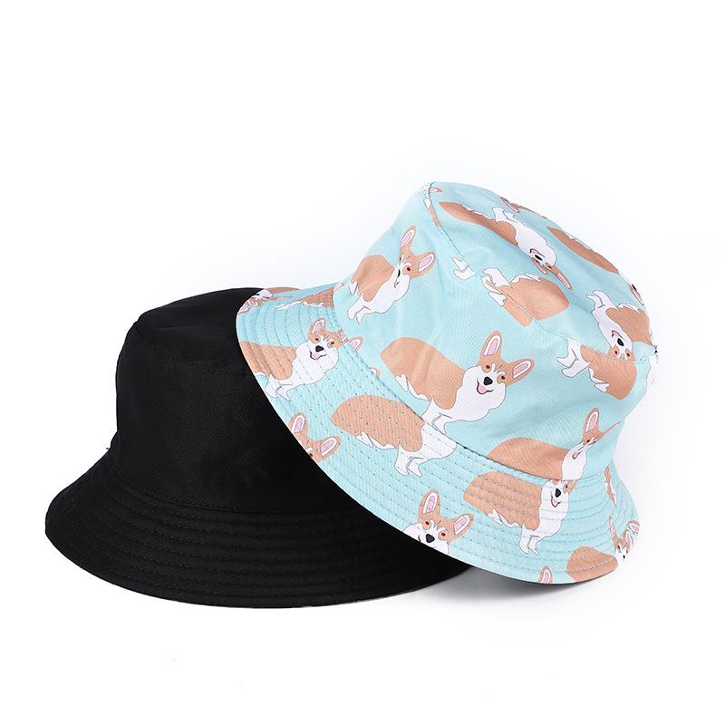 Sommer Sonnenhut Beidseitig tragbar Tierdruck Fischerhut für Männer Frauen Baumwolle Bob Panama Mädchen Strand Reise Outdoor Fischerhut