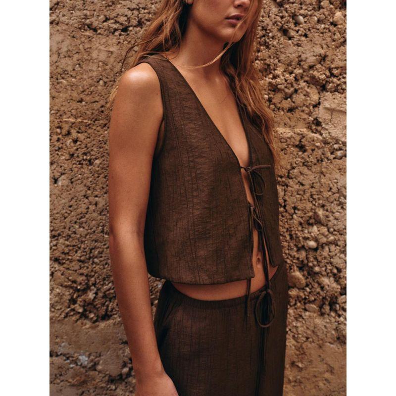 Za2024 Summer New Product Women's Clothes Shoelace Vest 8338772 753 Textured Dress 4764409 753