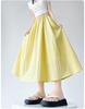 Women's Yellow High-Waist Ice Silk Pleated Long Skirt - Summer A-Line Slimming Design