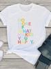 Do More Make You Happy Letter Print T Shirt Women Short Sleeve O Neck Loose Tshirt Summer Women Tee Shirt Tops Camisetas Mujer