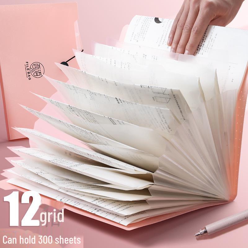 Large Capacity A4 Transparent Accordion File for Document Storage