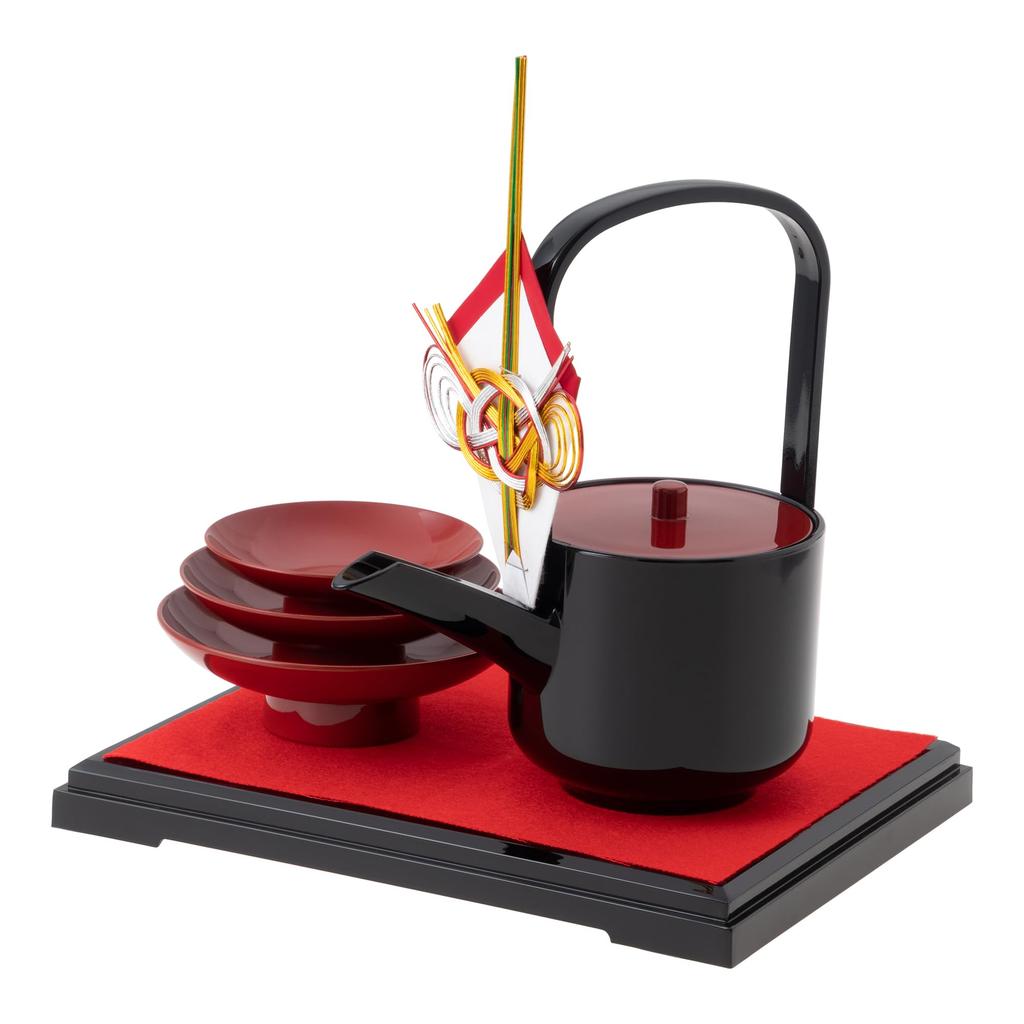 Yamanaka Lacquerware Toso Includes Sake Sake and Display A Traditional Craft from Yamanaka Made In Perfect for New Set Cups, Flask, Stand.