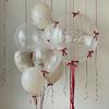 Sand white bobo balloon set with red ribbon bow decoration for birthday, wedding, shower, proposal, anniversary decoration