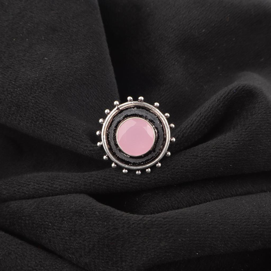 Rose Chalcedony Gemstone Jewelry, 925 Solid Sterling Silver Ring, Handmade Silver Jewelry Balancing Ring Adorable Chalcedony Jewelry For Her