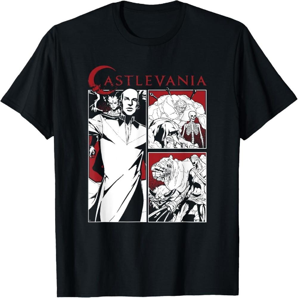 Футболка с комикс-панелями группы ночных существ из Castlevania XXXXXL чёрный