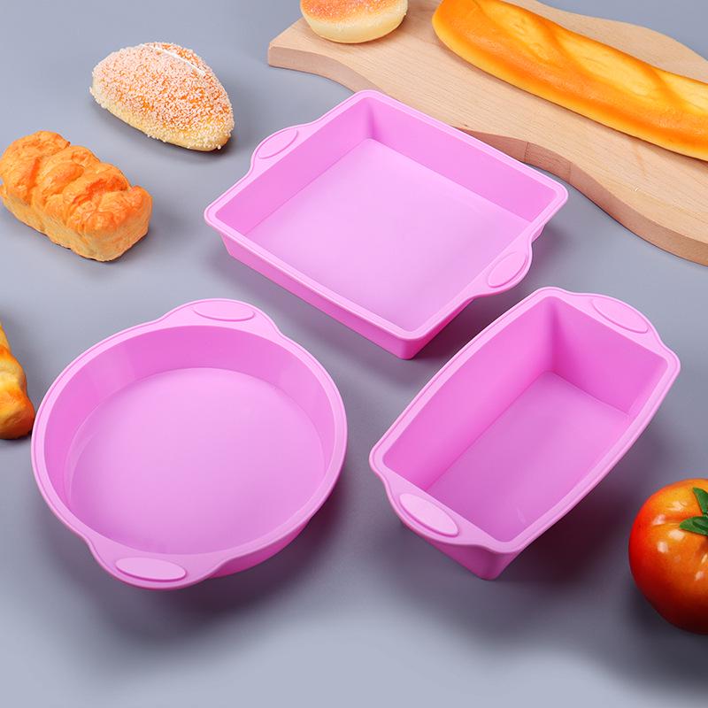 Heat-Resistant Silicone Baking Molds: Round & Rectangular for DIY Cake, Bread, and Toast