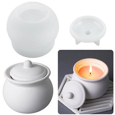 1 Set Round Jar Silicone Mold with Lid for Resin Epoxy/Plaster/Cement Concrete DIY MIT