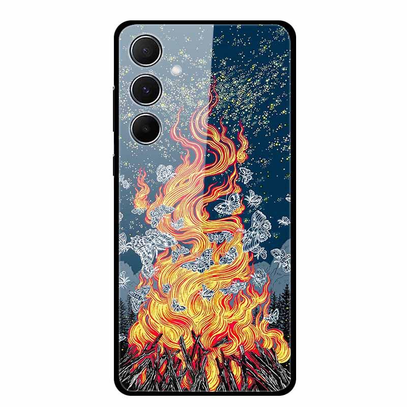 Kreative Landschaftsmalerei Gehärtetes Glas Handyhülle für Samsung A55 5G