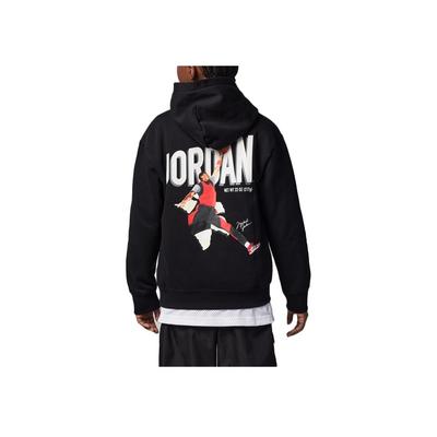 Jordan Buchstabenlogo Basketball-Print Fleece Strick-Hoodie Kinder-Hoodies Schwarz FJ5266-010
