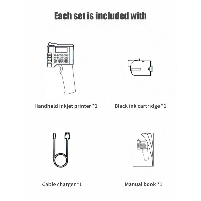 EU Smart Handheld Inkjet Printer Clear/Fast Print: Production Date, Batch No.,Graphics Portable, Easy-Use For EU Packaging/Labels