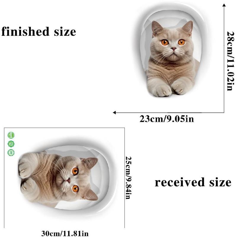 3D Cartoon Vivid Cat Toilet Stickers, Cute Animal Dog Squirrel Toilet Stickers, Bathroom Decoration, Waterproof Stickers