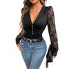 2025 New Sexy Retro Elegant Style Deep V-neck Lace Long-sleeved Jumpsuit