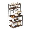 Kitchen Bakers Rack, 800 Mm Width Bakers Rack, Kitchen Stand with X-Shaped Support Bar, 12 S-Shaped Hooks, Double-Layer Top Shelf, Coffee Bar Stand