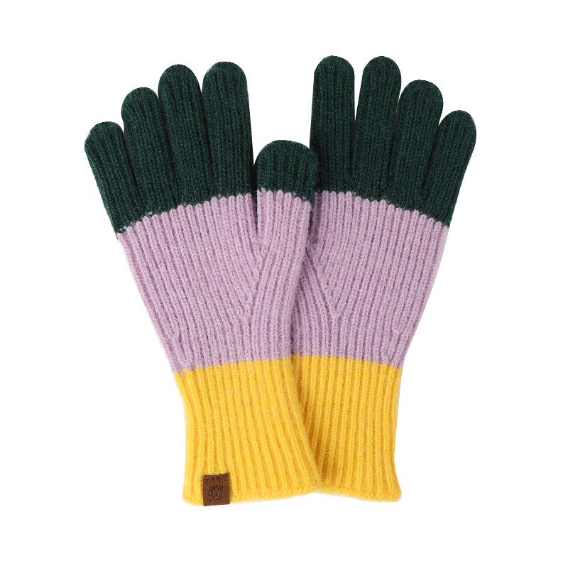 Autumn and winter new products, long contrasting colors, gloves, finger-exposed knitted wool gloves, windproof thickened warm gloves