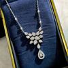 New 100% Pure 925 Sterling Silver Necklace Pave 5a Zircconia Pendant Water Drop Necklaces For Women Wedding Party Luxury Jewelry