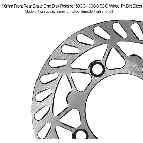 190mm Brake Rotor Disc, Front or Rear Replacement for SDG and Other Pit Dirt Bikes, High Hardness Steel for Improved Stopping Power