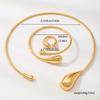 DIEZI 3pcs/set Vintage Torque Necklaces Bangles Rings Set For Women Punk Geometric Gold Silver Color Metal Hip Hop Jewelry Set