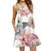 Women's Fashion Beach Dress Sleeveless Round Neck Floral Print Dress