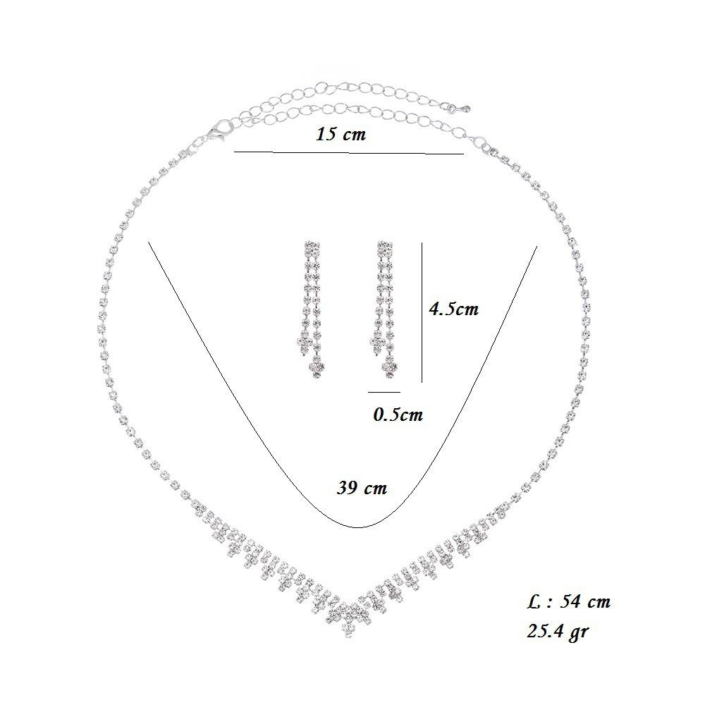 Trinkets Popular Wedding Bridal Jewelry Silver Claw Chain Water Diamond Necklace Earrings Set