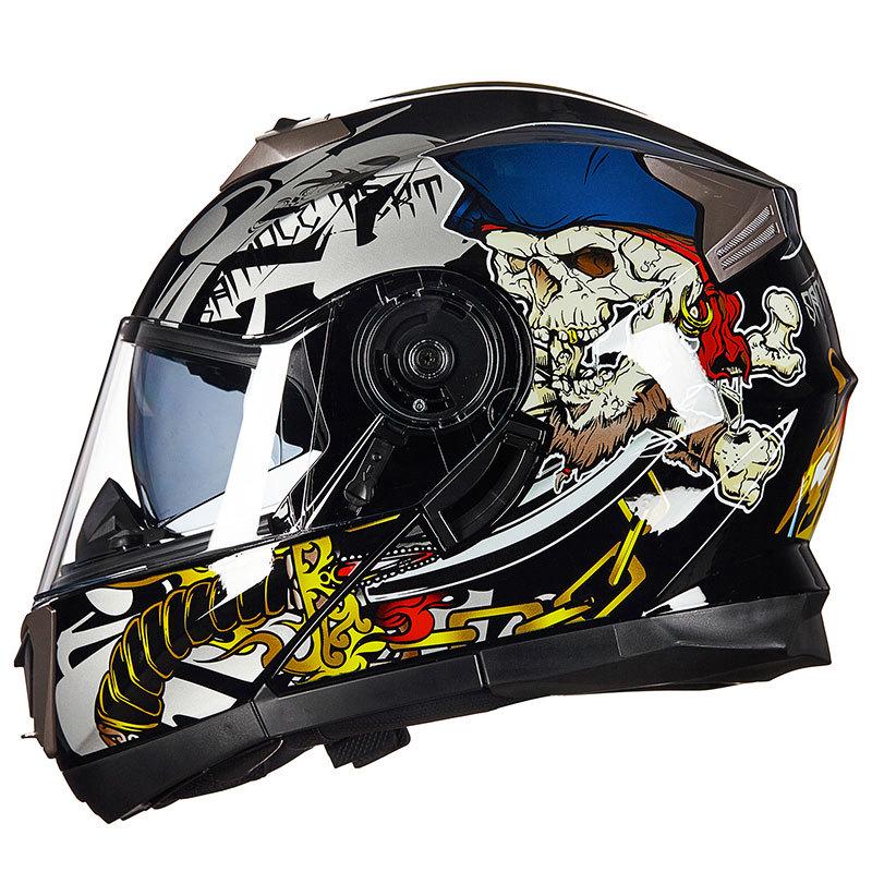 GXT Men's Motorcycle Full Coverage Flip-Up Helmet with Double Lens - DOT Approved