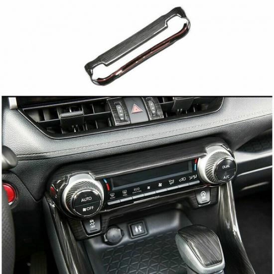 Black Brushed Air Condition Button Switch Cover Trim For Toyota RAV4 2019-2024