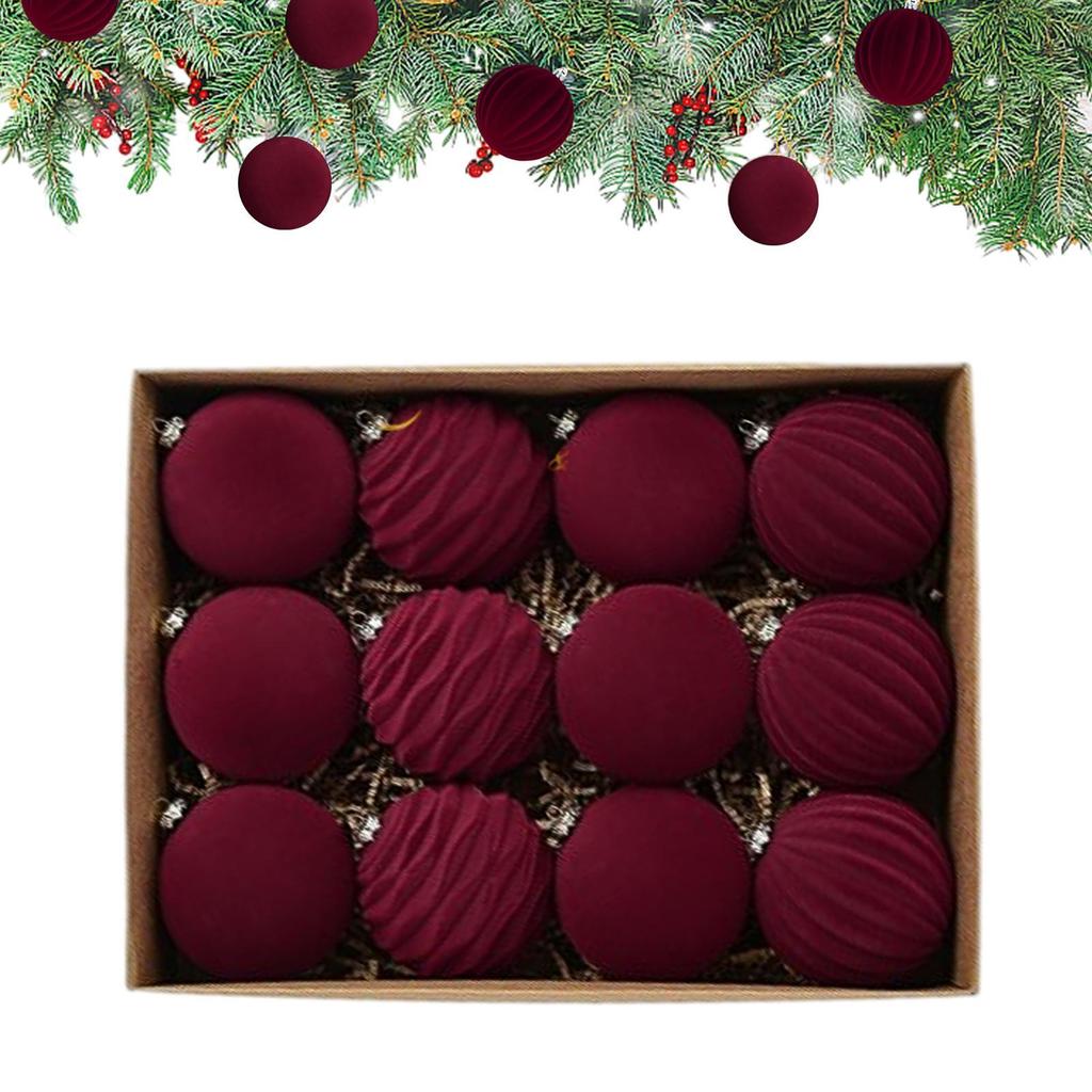 8cm Velvet Christmas Balls Tree Pendant Flocked Ball Hanging Decorations 2025 Xmas Navidad Festival Home Party Supplies