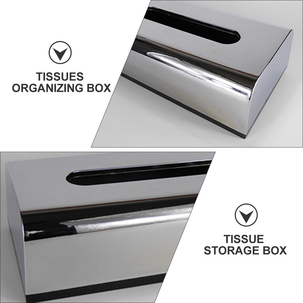 Krabička na kapesníky, stolní pouzdro na ubrousky, organizér na toaletní stolek, dekorativní držák na nádoby, dávkovač, plast, moderní, stříbrná, stylový