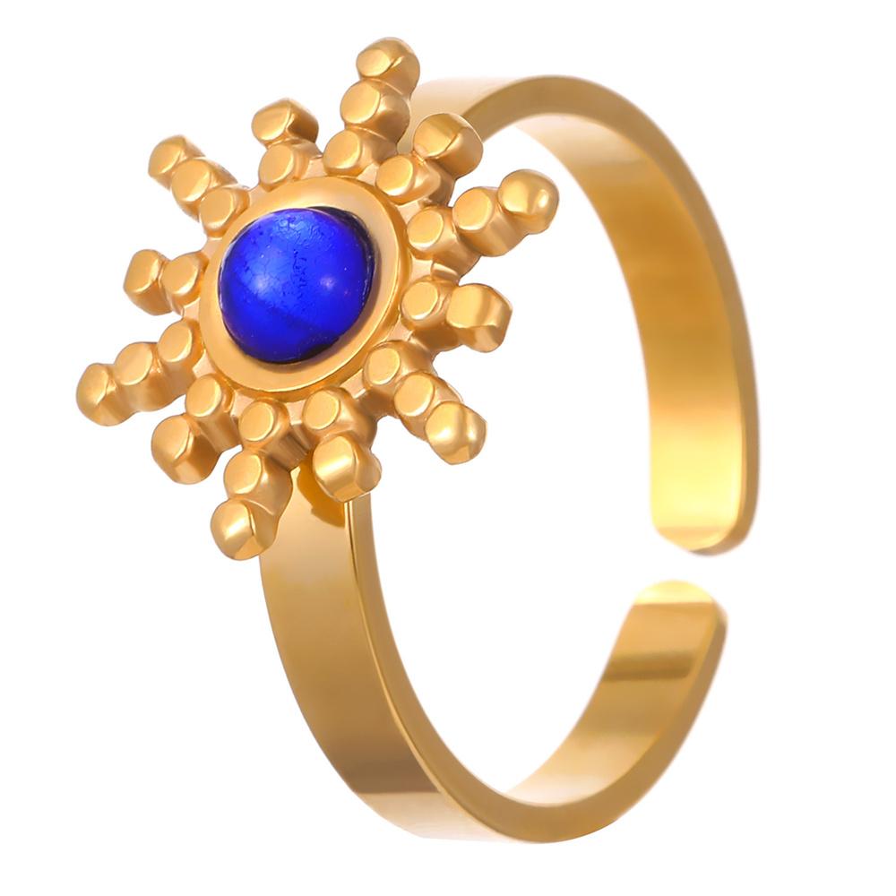 

European Style Sun Moon Star Ring Set Women S Adjustable Stainless Steel Rings Colorful Zircon Retro Accessories Prom Gift resizable