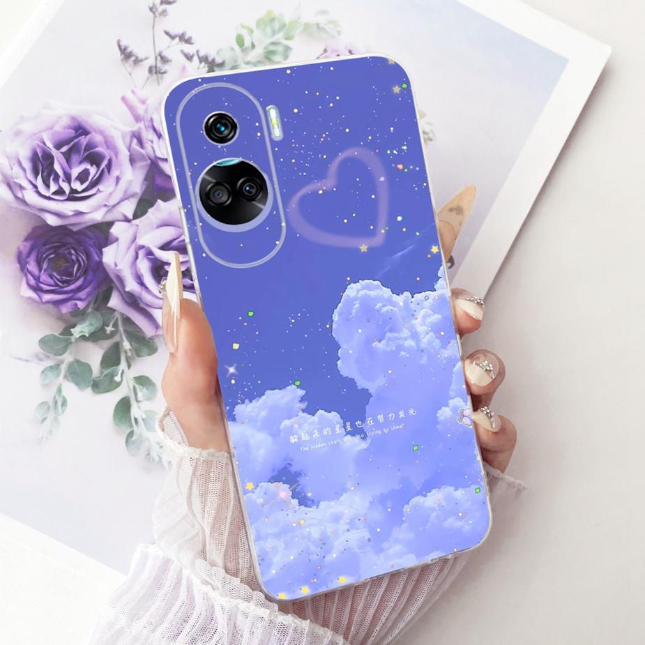 For Honor 90 Lite Case CRT-NX1 Stylish Bow Flowers Painted Cover Soft Slim Phone Case For Honor 90 Pro Honor90 Lite 90Pro Fundas