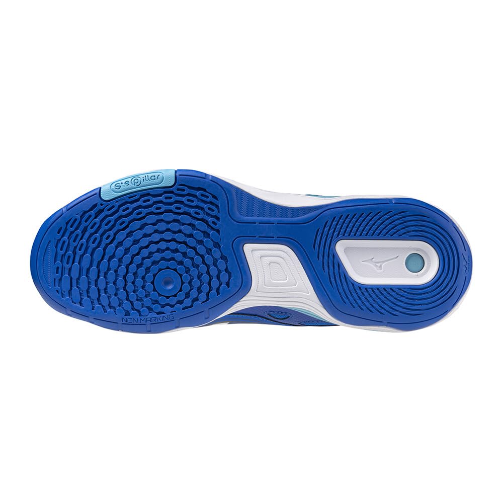 Mizuno Wave Medal 7 Table Tennis and Size 2E Shoes, Stability, Cushioning, Responsiveness, Blue/White/Turquoise, 28.5 Cm,