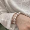 Elegant Multi-Piece Faux Pearl Bracelet for Women - Versatile, Elastic, and Stackable.