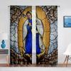 Our Lady Guadalupe Mexican Saint Virgin Mary Floral Sheer Curtains for Bedroom Living Room Kitchen Blinds Window Curtains 2pcs
