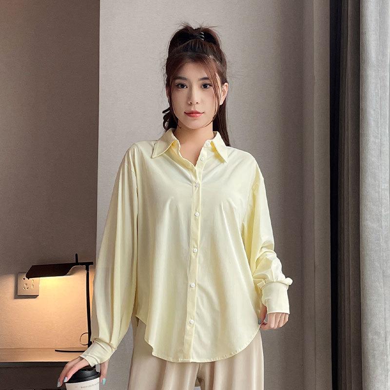 Women's Summer 2024 Ice Silk Sun Protection Set: Loose Shirt & Quick-Dry Pants.