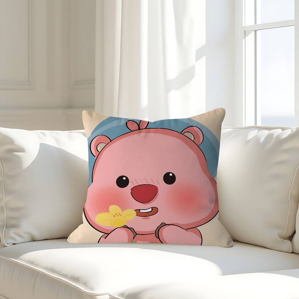 P-Pororos Cute L-Loopy Pillow Case Removable Washable Cushion Cover – All-Season Soft Linen
