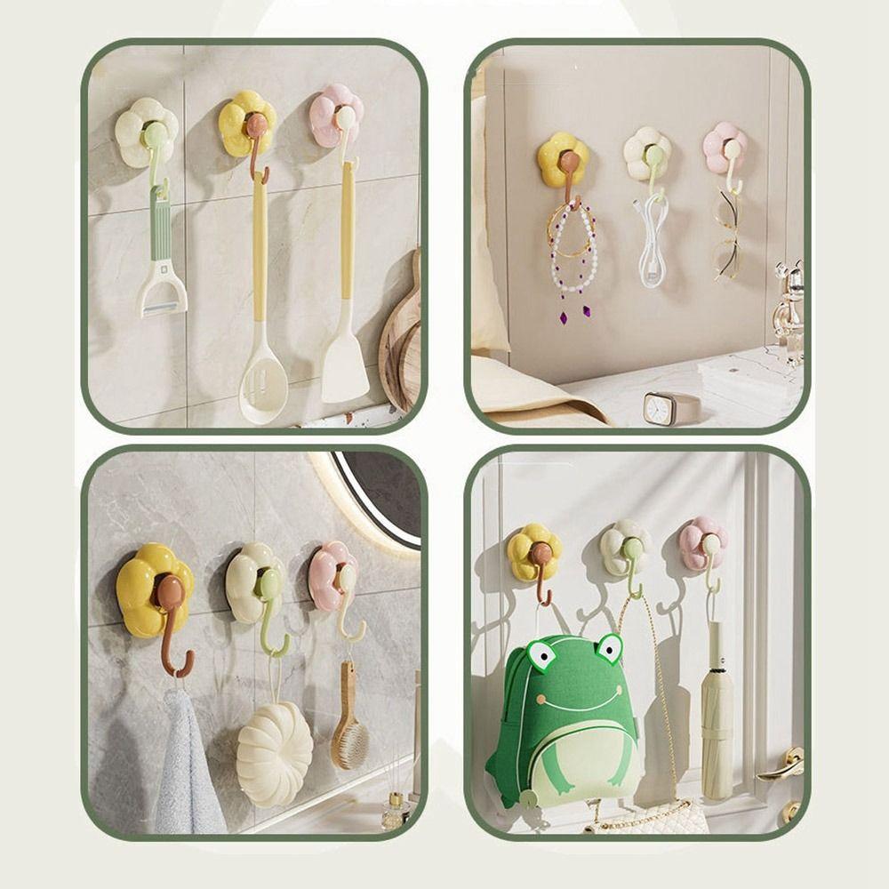 Flower Shape Vacuum Hangers Plastic Towel Hook Multipurpose Suction Cup Hook Bathroom